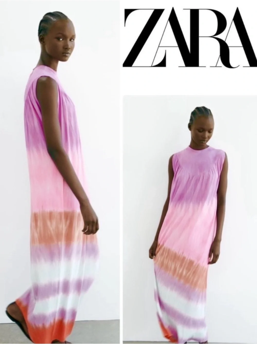 Zara Sleeveless Tie-Dye Maxi Dress - Picture 2 of 14